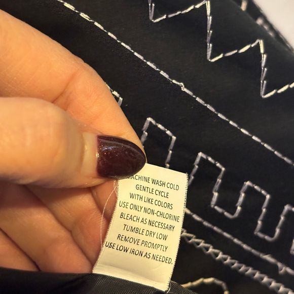 Izaro Embroidered Boho Jacket Black White Geometric XL - Picture 8 of 8